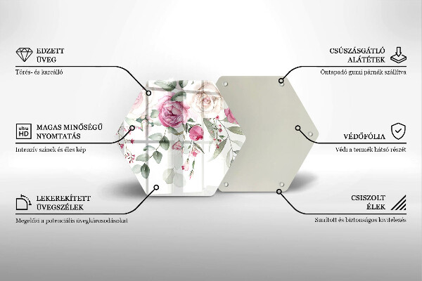 Glass worktop protector Watercolor roses