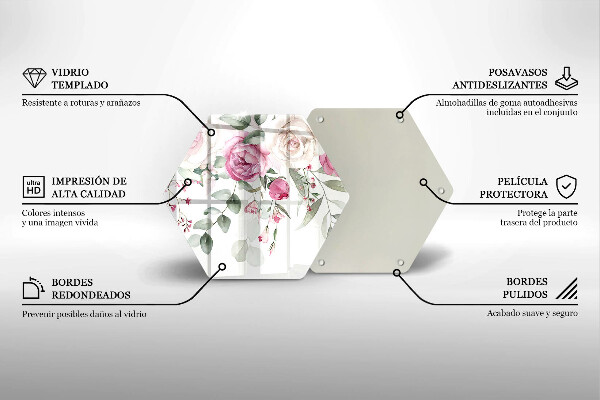 Glass worktop protector Watercolor roses