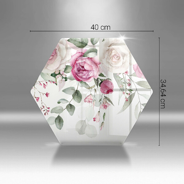 Glass worktop protector Watercolor roses