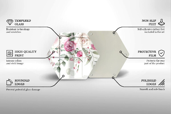 Glass worktop protector Watercolor roses