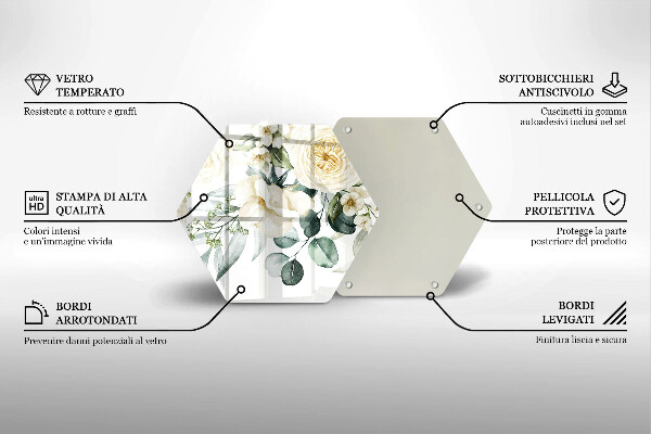 Glass worktop protector Watercolor flowers