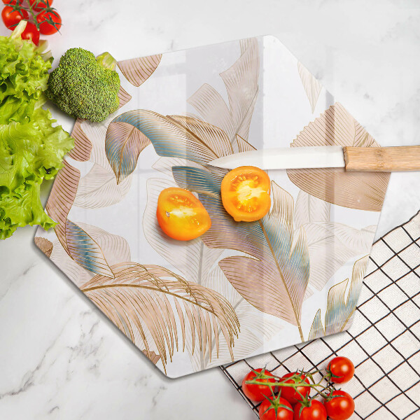 Glass worktop protector Boho feathers and leaves