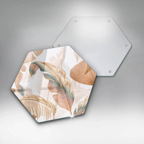 Glass worktop protector Boho feathers and leaves