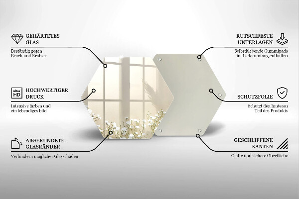 Glass worktop protector Boho flowers