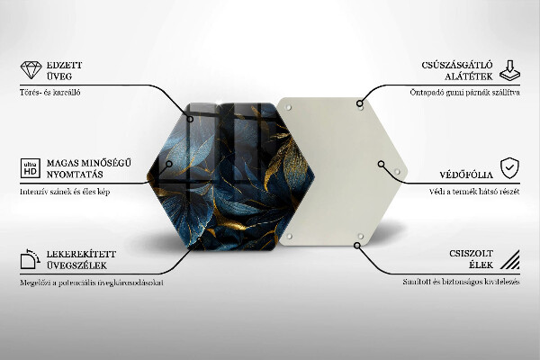 Chopping board Decorative leaves with gold