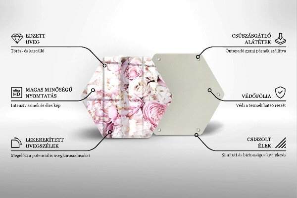 Glass worktop saver Peony bouquet