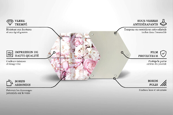 Glass worktop saver Peony bouquet