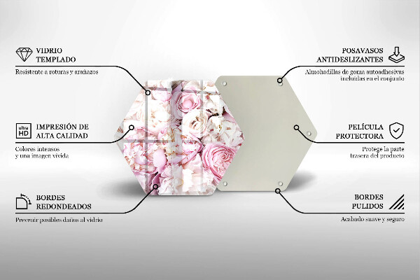 Glass worktop saver Peony bouquet