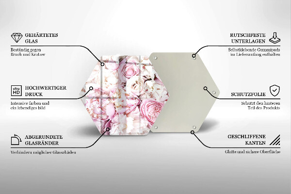 Glass worktop saver Peony bouquet