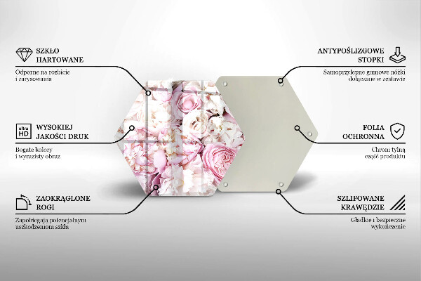 Glass worktop saver Peony bouquet