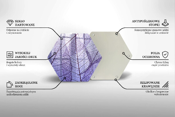 Glass worktop saver Leaves with veins