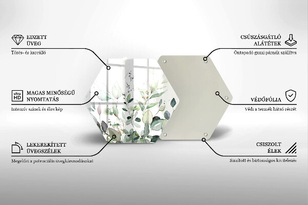 Glass worktop saver Watercolor plants