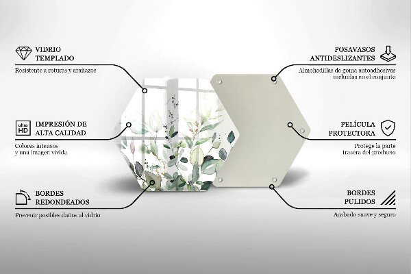 Glass worktop saver Watercolor plants