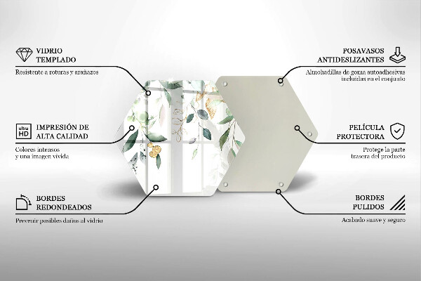 Glass worktop saver Watercolor leaves