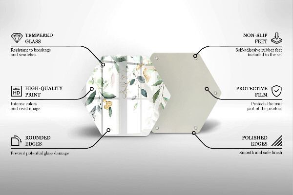 Glass worktop saver Watercolor leaves