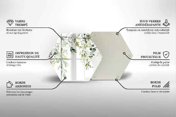 Glass worktop saver Decorative leaves and flowers