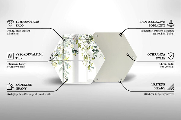 Glass worktop saver Decorative leaves and flowers