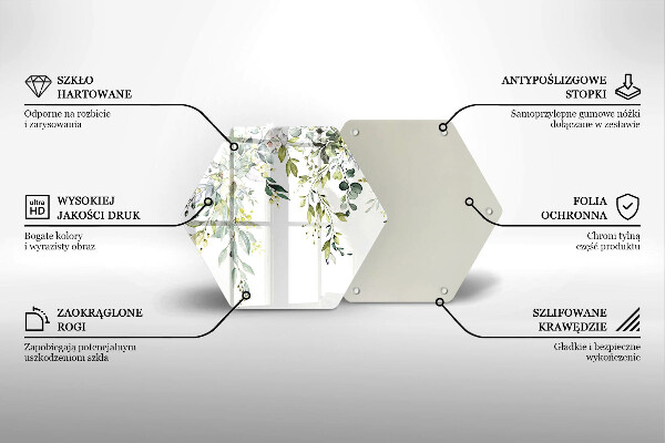 Glass worktop saver Decorative leaves and flowers