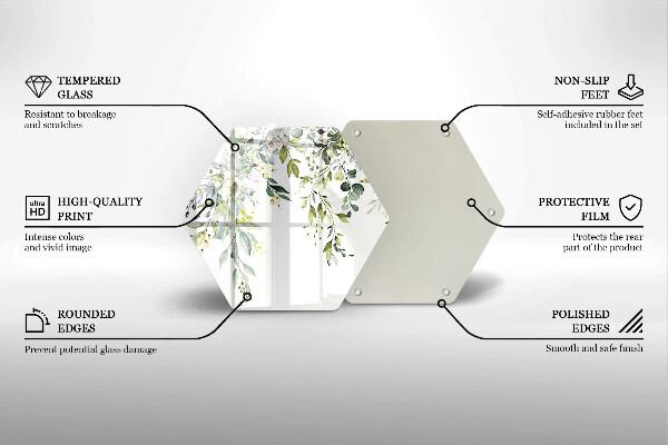 Glass worktop saver Decorative leaves and flowers