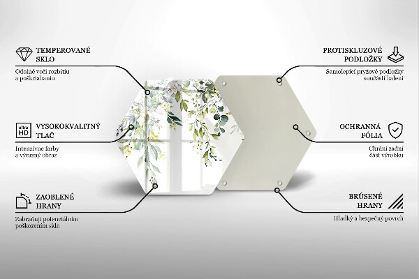 Glass worktop saver Decorative leaves and flowers