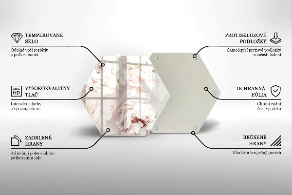 Glass worktop saver Pastel peonies