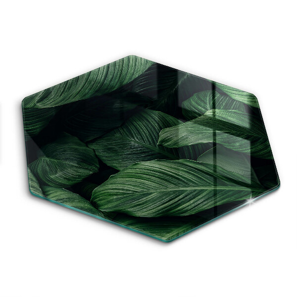 Glass worktop saver Dark leaves