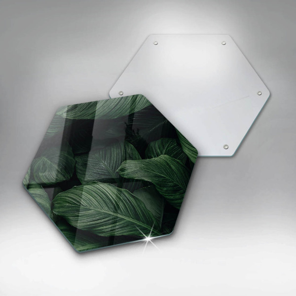 Glass worktop saver Dark leaves