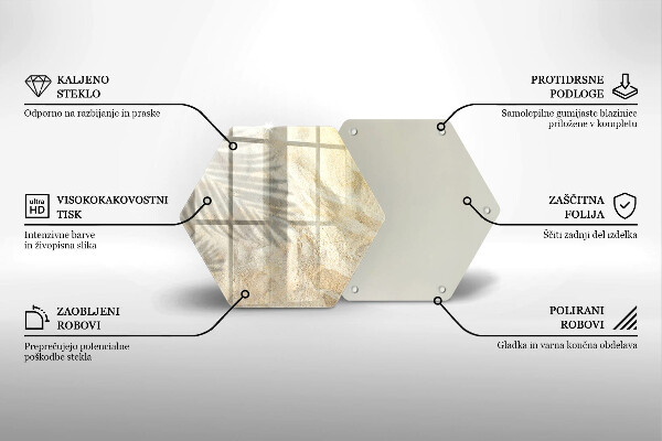 Glass worktop saver Palm sand and leaves