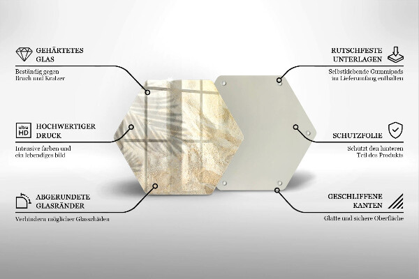 Glass worktop saver Palm sand and leaves