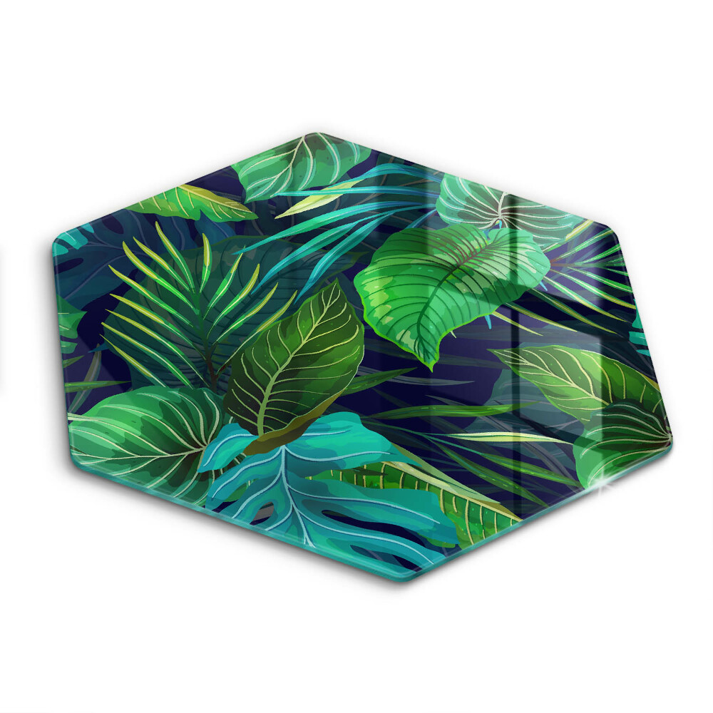 Glass worktop saver Illustration of the jungle leaves