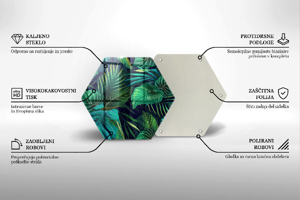 Glass worktop saver Illustration of the jungle leaves