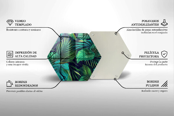 Glass worktop saver Illustration of the jungle leaves