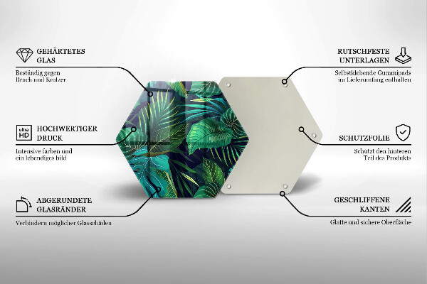 Glass worktop saver Illustration of the jungle leaves