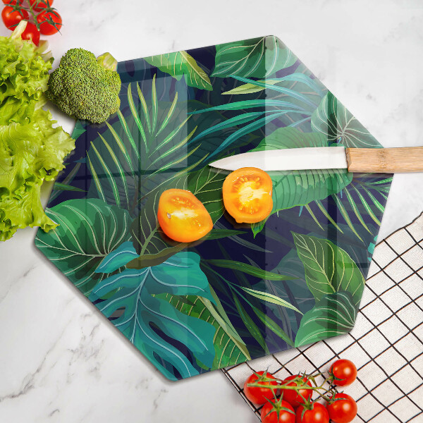 Glass worktop saver Illustration of the jungle leaves