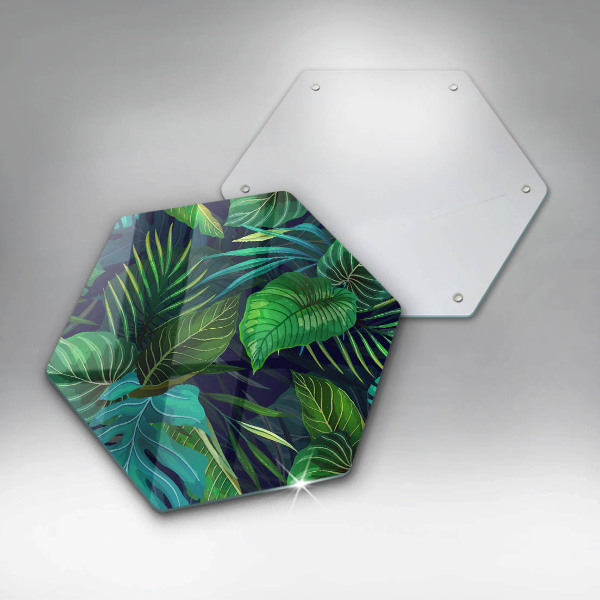 Glass worktop saver Illustration of the jungle leaves
