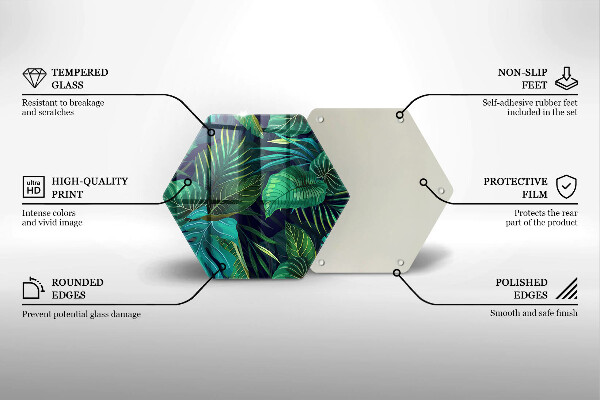 Glass worktop saver Illustration of the jungle leaves