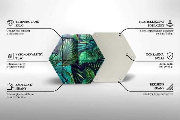Glass worktop saver Illustration of the jungle leaves