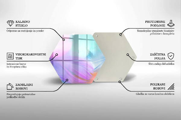 Glass worktop saver Pastel feathers