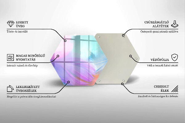 Glass worktop saver Pastel feathers