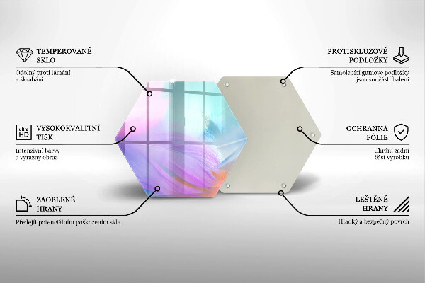 Glass worktop saver Pastel feathers