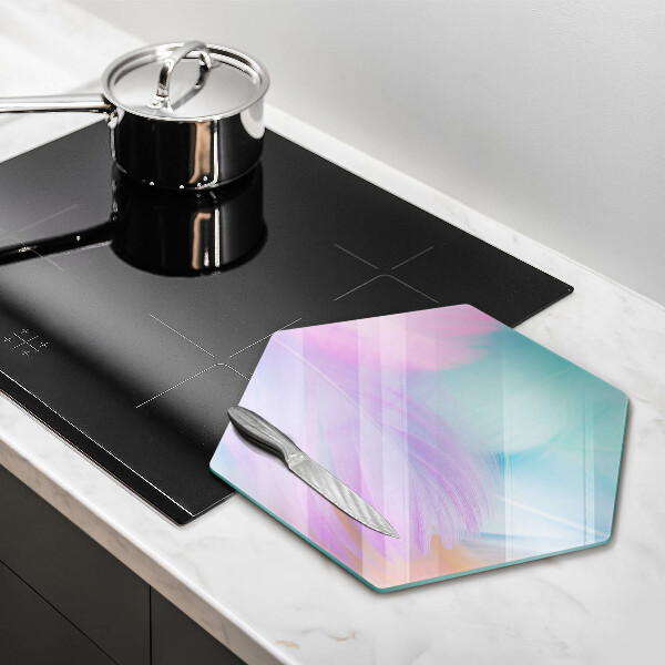 Glass worktop saver Pastel feathers