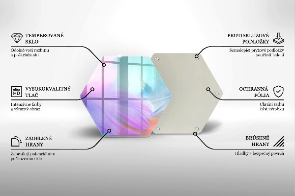 Glass worktop saver Pastel feathers