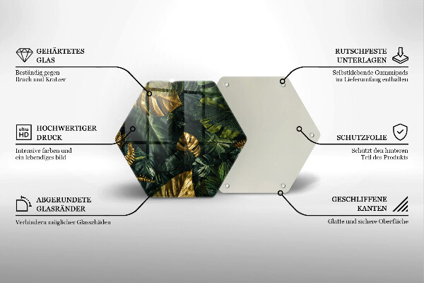 Chopping board Monstera golden leaves