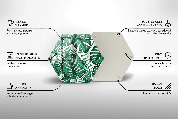 Glass chopping board Monstera leaves