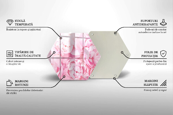 Glass chopping board Delicate peonies