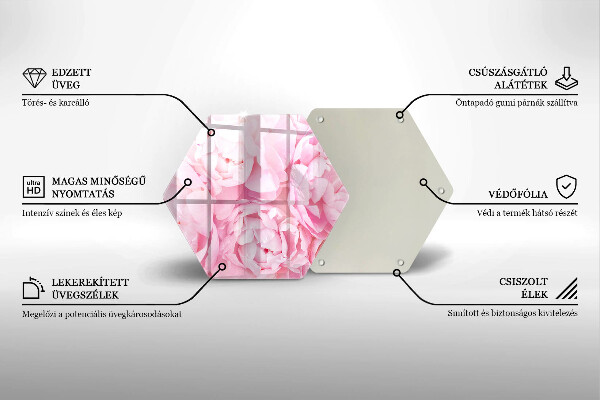 Glass chopping board Delicate peonies