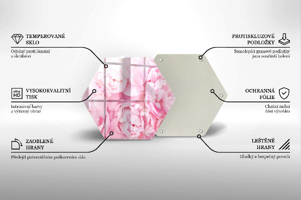 Glass chopping board Delicate peonies