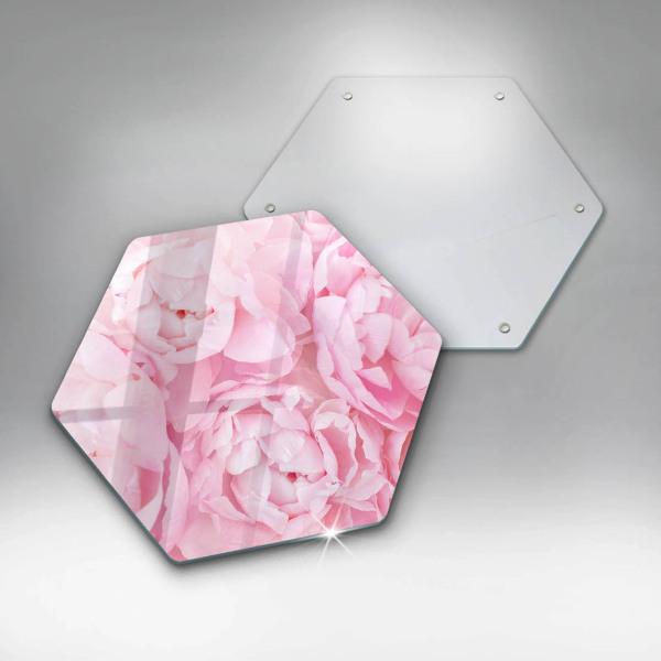 Glass chopping board Delicate peonies