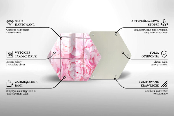 Glass chopping board Delicate peonies