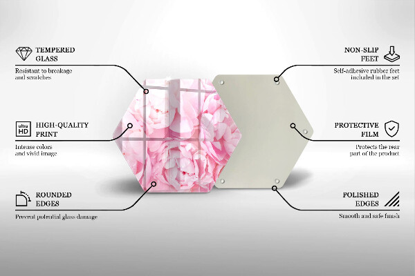 Glass chopping board Delicate peonies